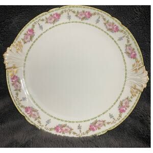 Antique Porcelain GDA Limoges Pink Roses Platter